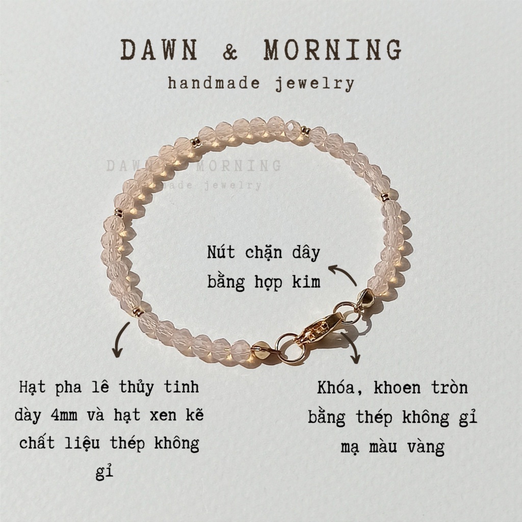 Hồng Carven ~4mm - Vòng tay nữ thủ công Dawn & Morning từ hạt pha lê thủy tinh giả ngọc phong cách Ins, tinh tế và nữ tí