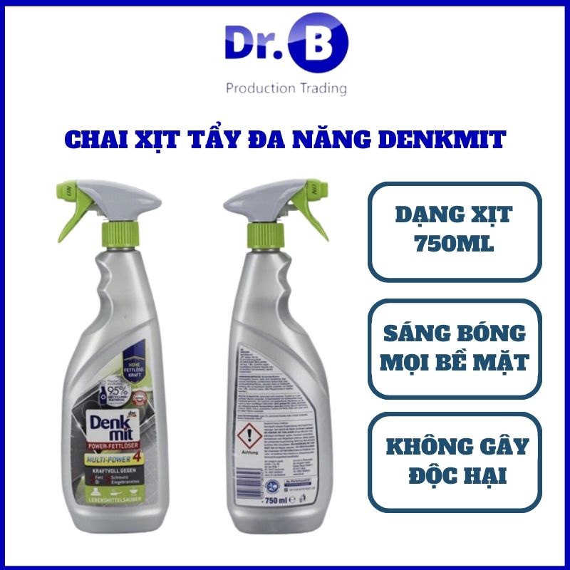 Chai xịt tẩy rửa đa năng DENKMIT 750ML GiadungDrB Chai xịt tẩy dầu mỡ nhà bếp MutilPower 4
