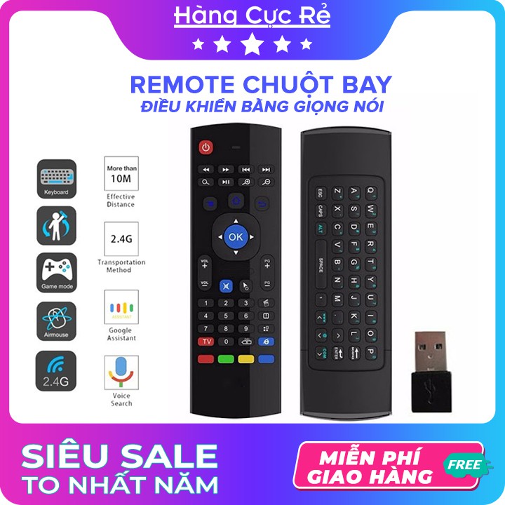 Remote chuột bay điều khiển bằng giọng nói, có bàn phím Qwerty cảm biến trên không KM900  - Shop Hàng Cực Rẻ