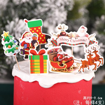 Set 24 que cắm GS ông già noel + xe kéo tuần lộc - Phụ kiện trang trí giáng sinh