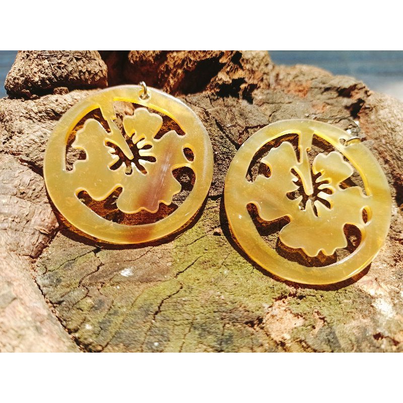 Bông tai làm từ sừng trâu tự nhiên hàng cao cấp xuất đi châu Âu đeo không bị ăn tai