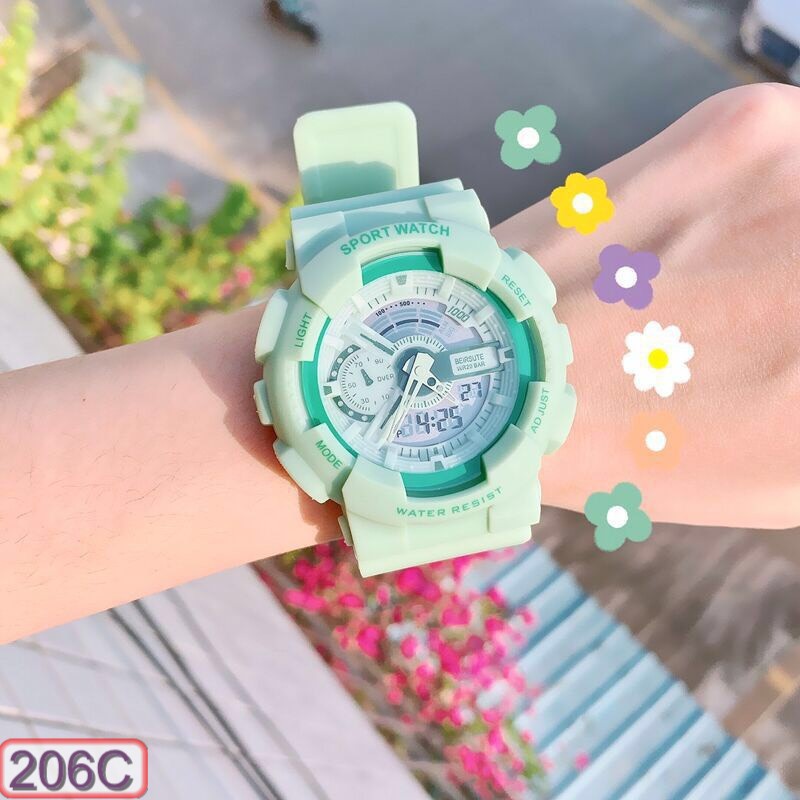Đồng Hồ Nam Nữ Sport 206C Thể Thao Phong Cách Hàn Quốc - Hazo