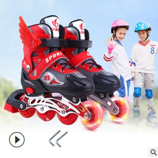 Giày PATIN trẻ em, người lớn bánh có đèn flash sports, tặng kèm bảo hộ tay và đầu gối khủy tay, tặng túi đựng giày patin