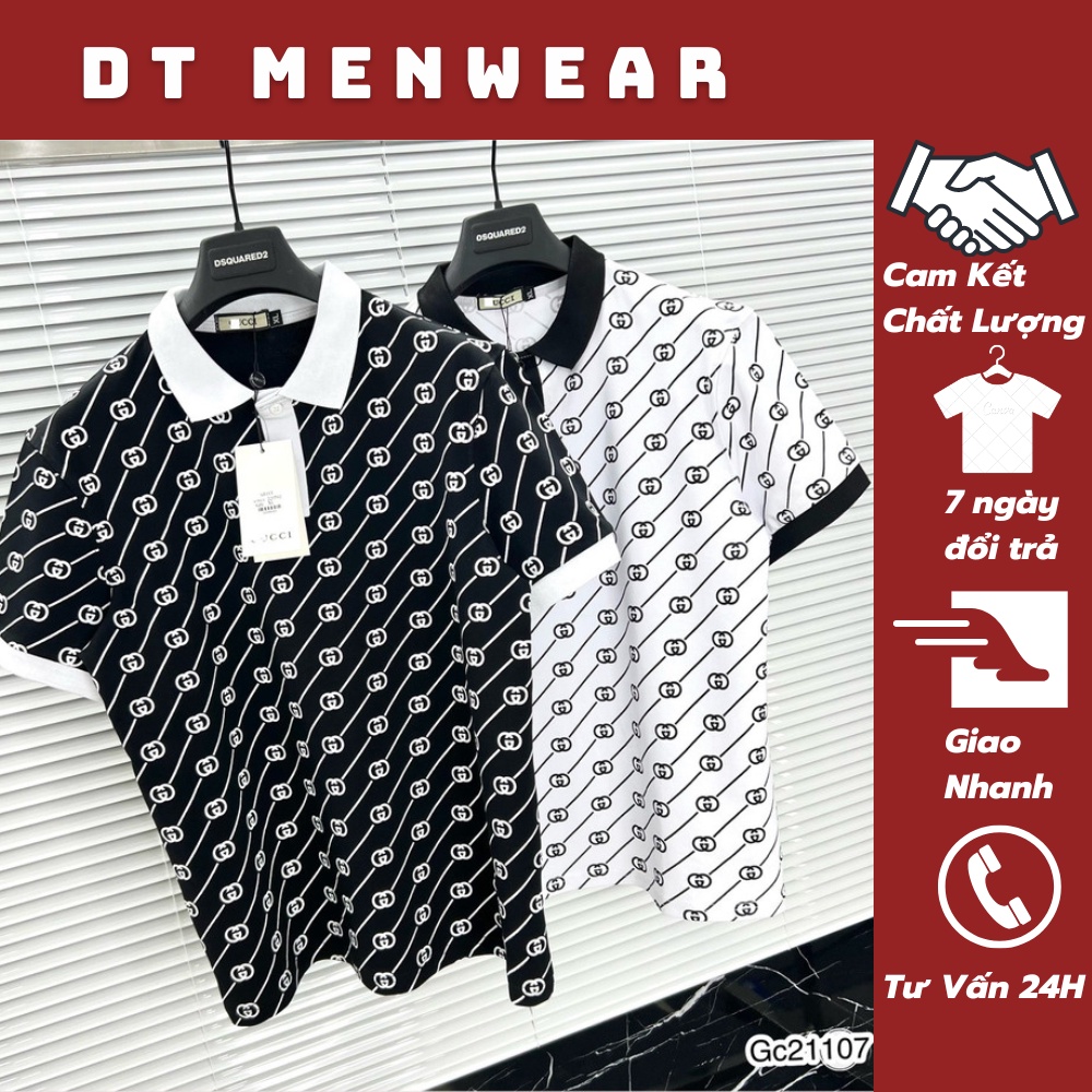Áo Polo Nam Gc Họa In Hình Logo Cực Chất - Áo Thun Có Cổ Gucci Chất Cotton Cá Sấu Cao Cấp DT Fashion Menwear