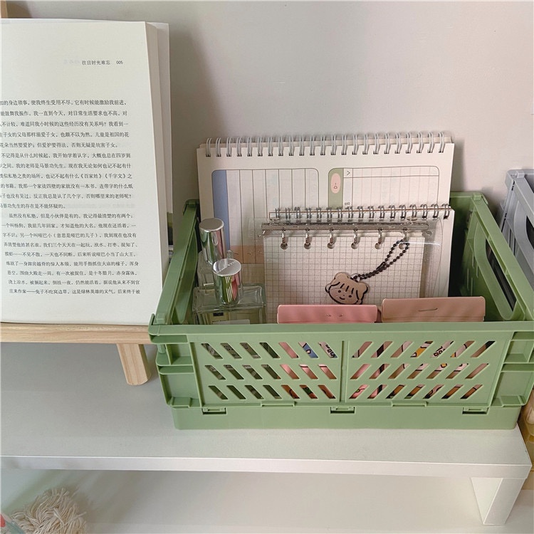 Rổ đựng đồ để bàn, giỏ đựng phụ kiện có thể gấp gọn, kích thước 15cmx5.7cmx10cm