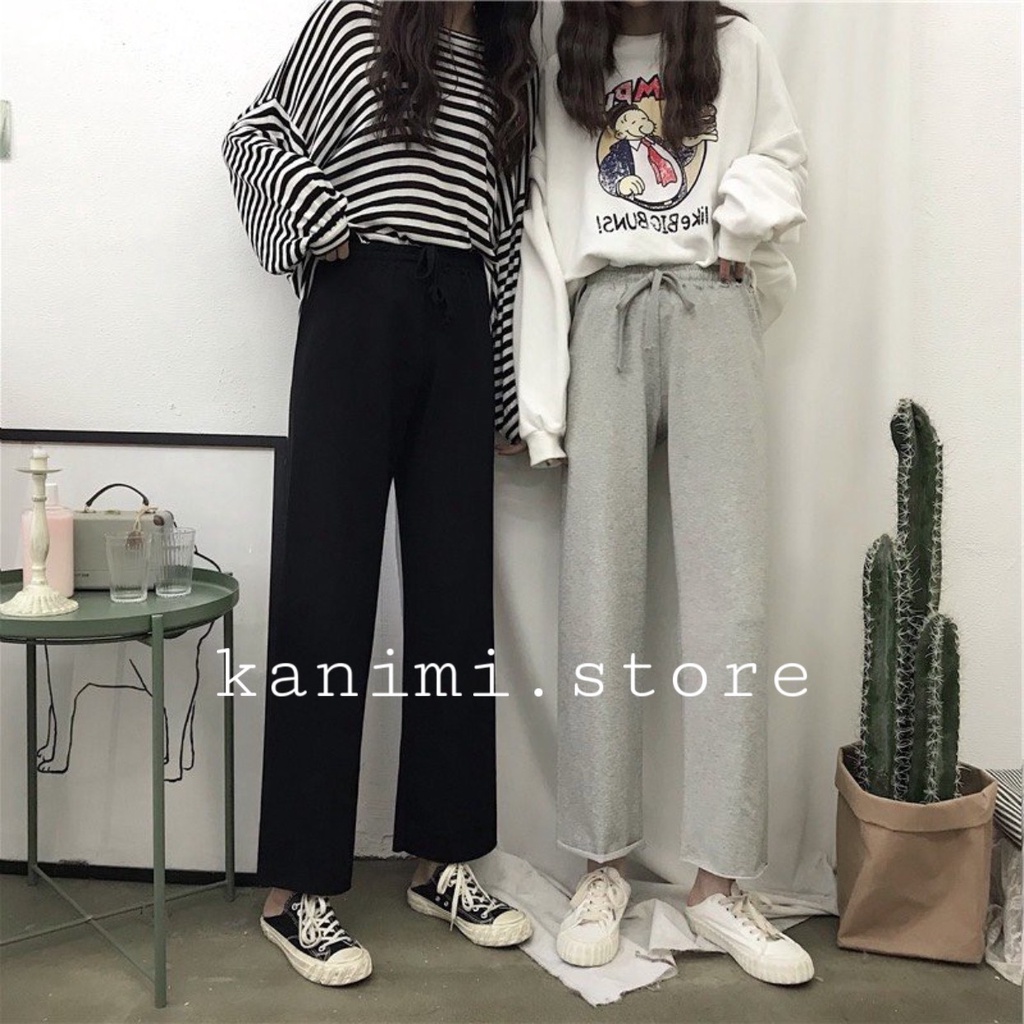 Quần nỉ ống rộng suông nam nữ xiao chất đẹp - Quần Nỉ Thun Ống Rộng IRU Nam Nữ Unisex ( Hình Thật + 2 màu )