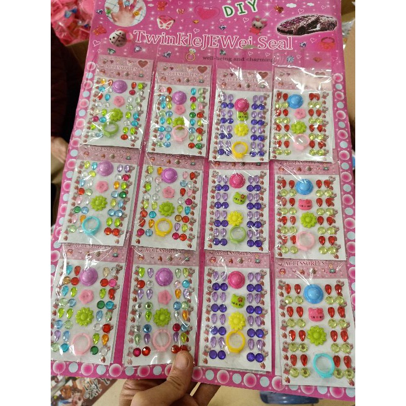 sỉ vỉ 12 gói nhẫn và hạt đính đá
