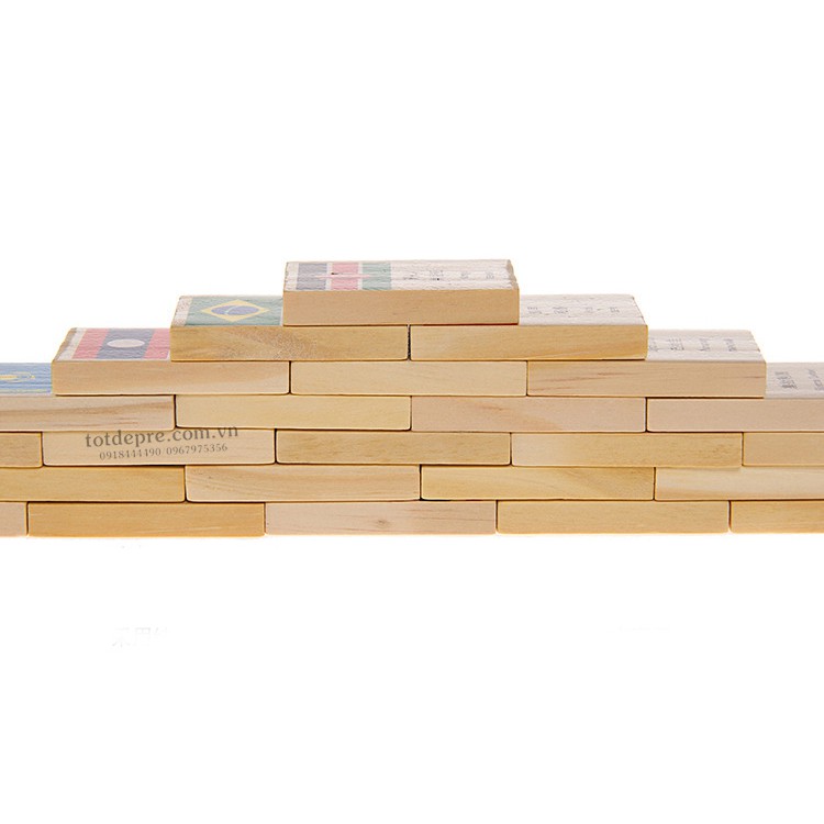 Đồ chơi gỗ Bộ Domino 100 hình quốc kì
