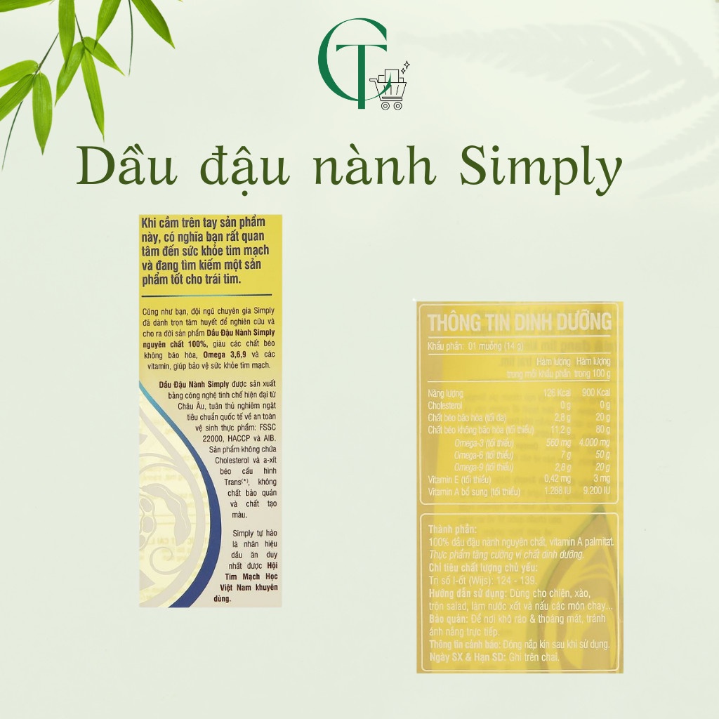 Dầu ăn Simply đậu nành 1L
