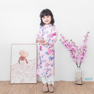 Áo Dài Cho Bé Gái Thời Trang BELLO LAND Hoạ Tiết Hoa Xinh xắn