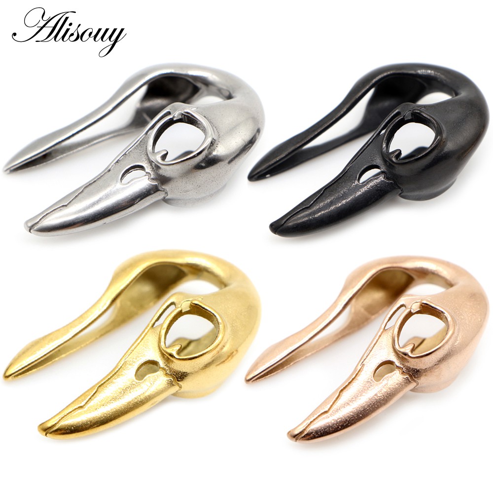 Alisouy 1 Khuyên Nong Tai Hình Đầu Lâu / Chim Bằng Thép Không Gỉ