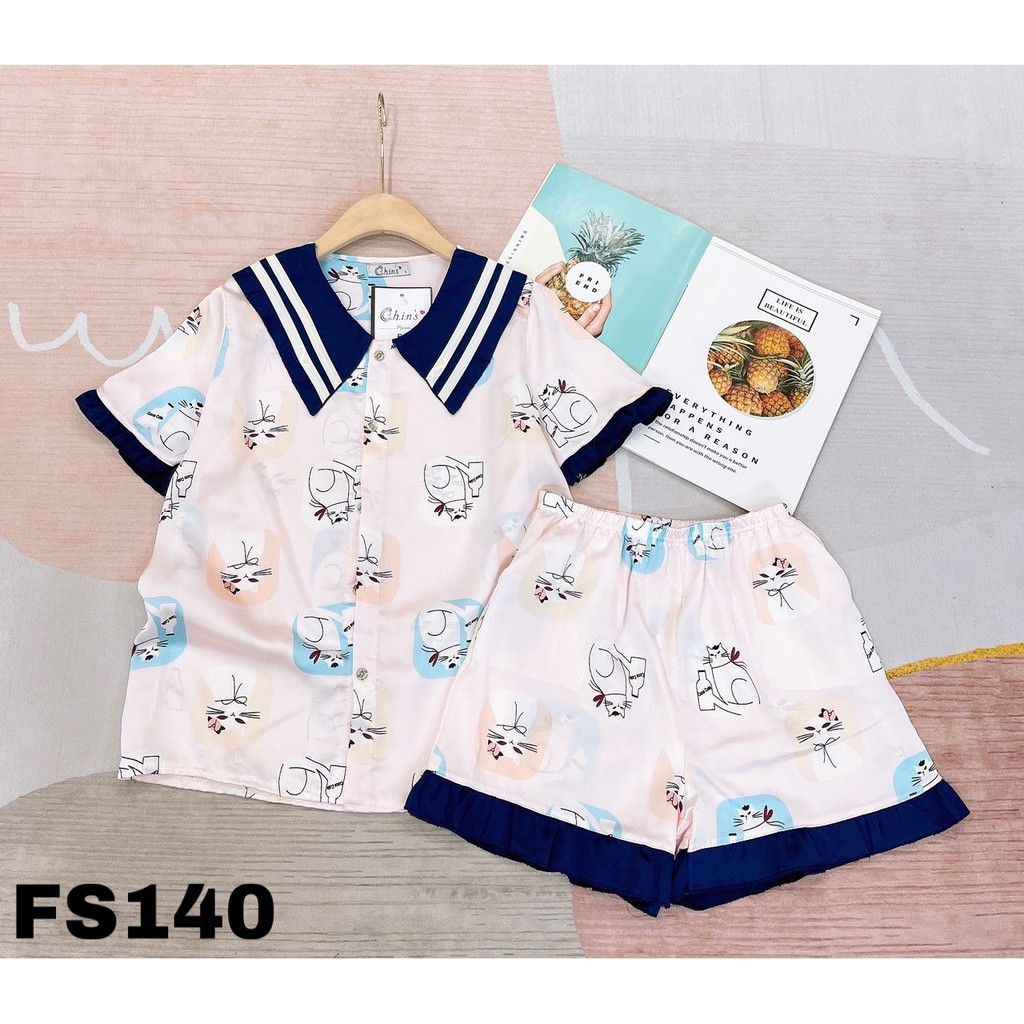 PYJAMAS LỤA SATIN - Đồ Ngủ Cao Cấp Lụa Cộc Đùi Mèo