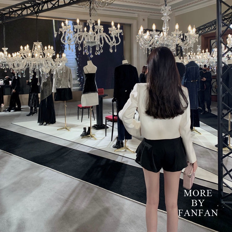 Jiashucheng Quần Culottes Viền Ren Ống Rộng Lưng Cao Xếp Ly Ngắn Hakama Dễ Phối Đồ Thời Trang Mùa Hè Cho Nữ