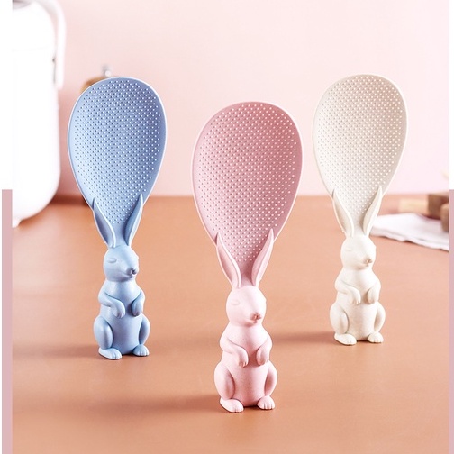 Muỗng Xúc Cơm, Muôi Xới Cơm Hình Thỏ Chất Liệu Nhựa Lúa Mạch An Toàn Với Thực Phẩm