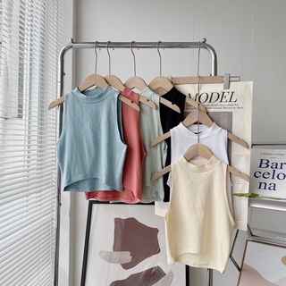 Áo balo cổ cao dáng croptop lửng