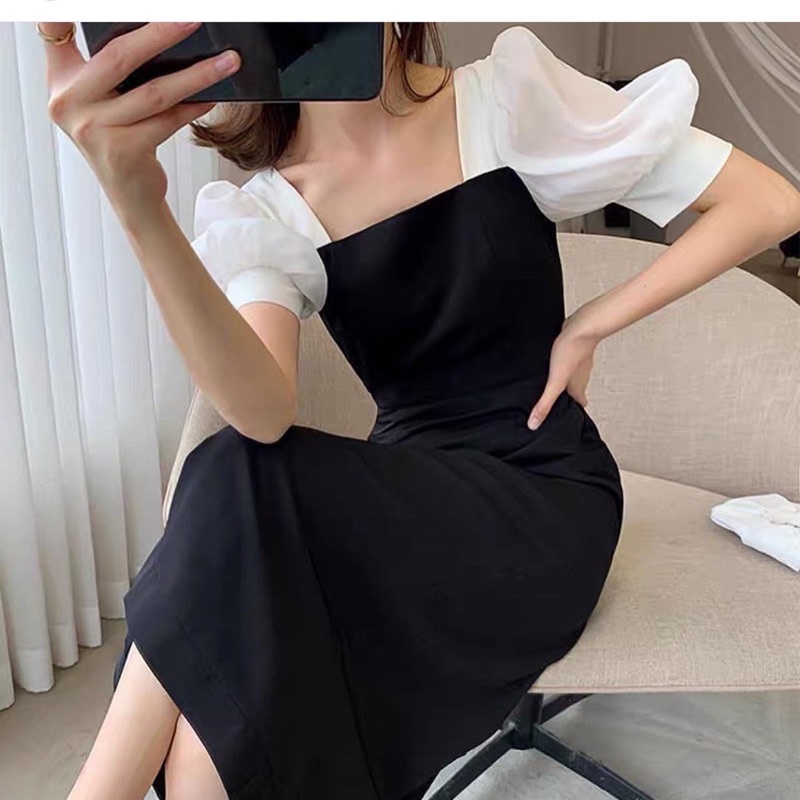 SẴN - Váy tay bồng dáng dài trang nhã mặc đi tiệc