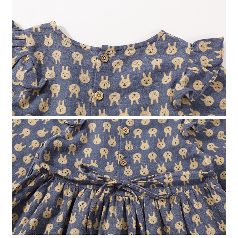 Váy mùa thu bé gái LOBY in họa tiết hình thỏ đáng yêu V0401117 (8 tháng - 7 tuổi)