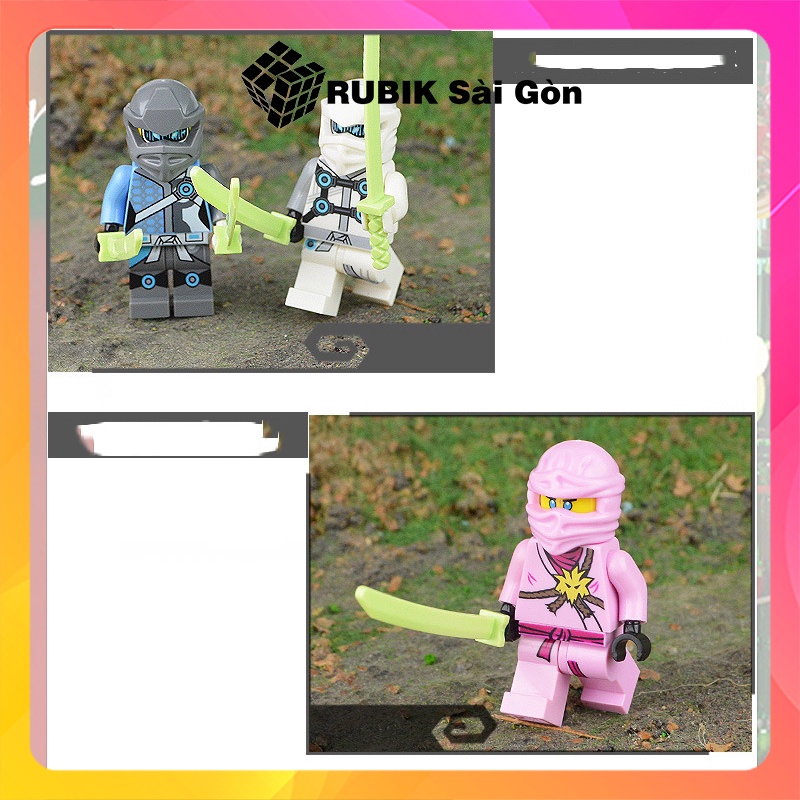 Bộ đồ chơi Mini cho bé lắp ghép mô hình nhân vật 8 Ninja Minifigures vũ khí có hiệu ứng phát sáng