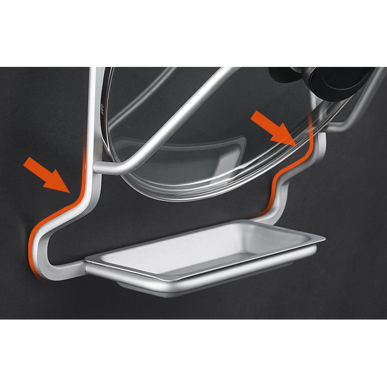 Giá Treo Nắp Nồi Nhôm Tạo Hình kệ để nắp vung bắt vít hoặc dán tường giá để vung nồi kệ nhà bếp đồ gia dụng