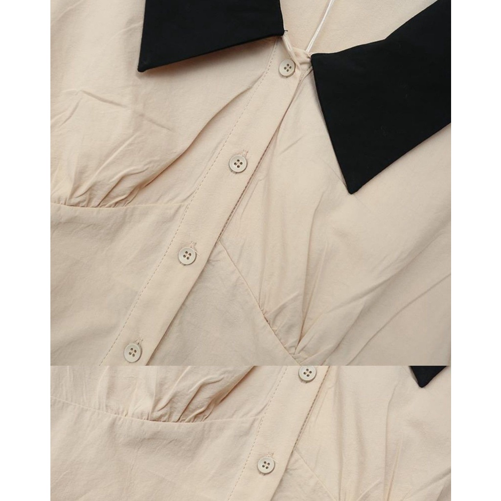 Áo lửng cotton tay ngắn phong cách Pháp cổ điển thời trang dành cho nữ