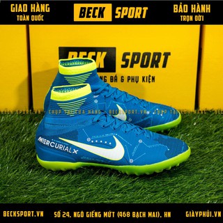 Giày Bóng Đá TQ Trẻ Em MercurialX SuperFly Neymar Xanh Biển Cao Cổ TF