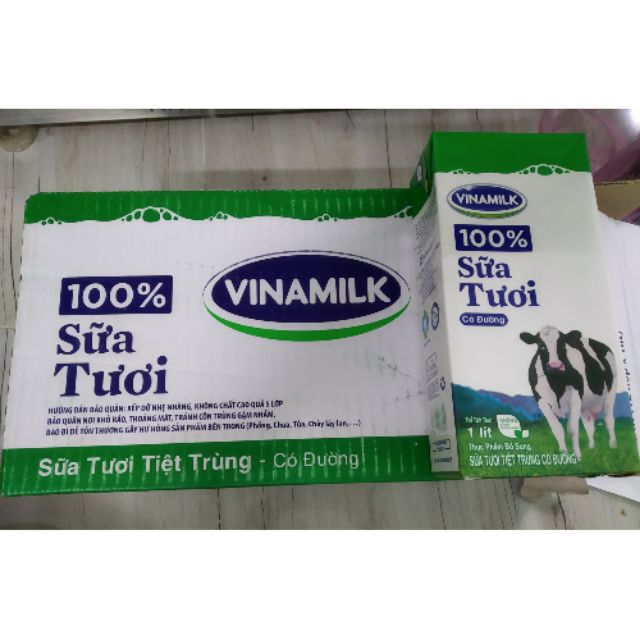 100% Sữa tươi VNM có đường hộp 1l