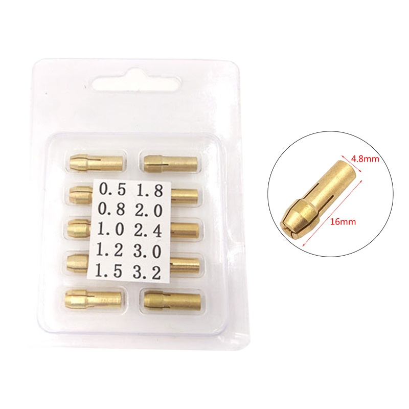 Set 10 Đầu Kẹp Mũi Khoan Điện 0.5-3.2mm Chuyên Dụng