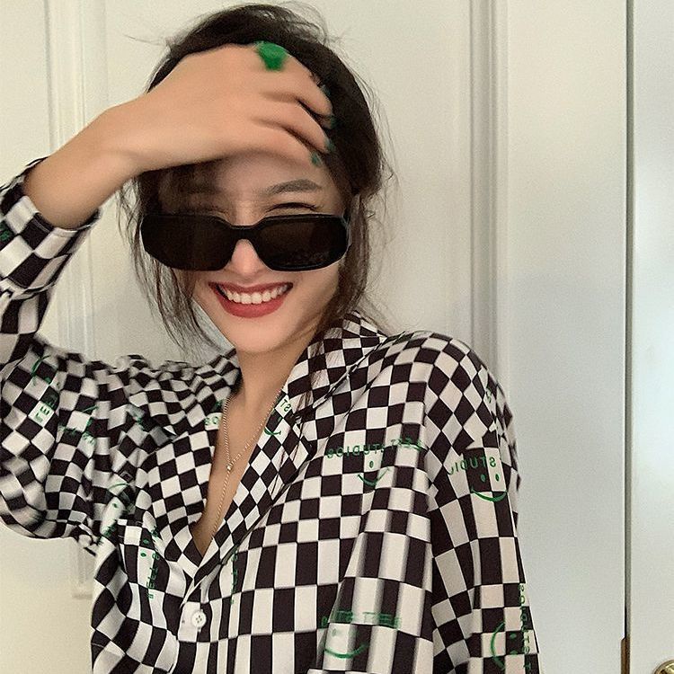 COZOK Áo Sơ Mi Caro Tay Dài Dáng Rộng Thời Trang Cho Nữ