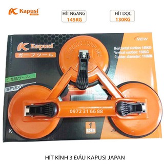 Hít kính 3 đầu kapusi japan - hít kính chân không 3 chạc, hít kính 3 đầu - hít gạch - hít đá...
