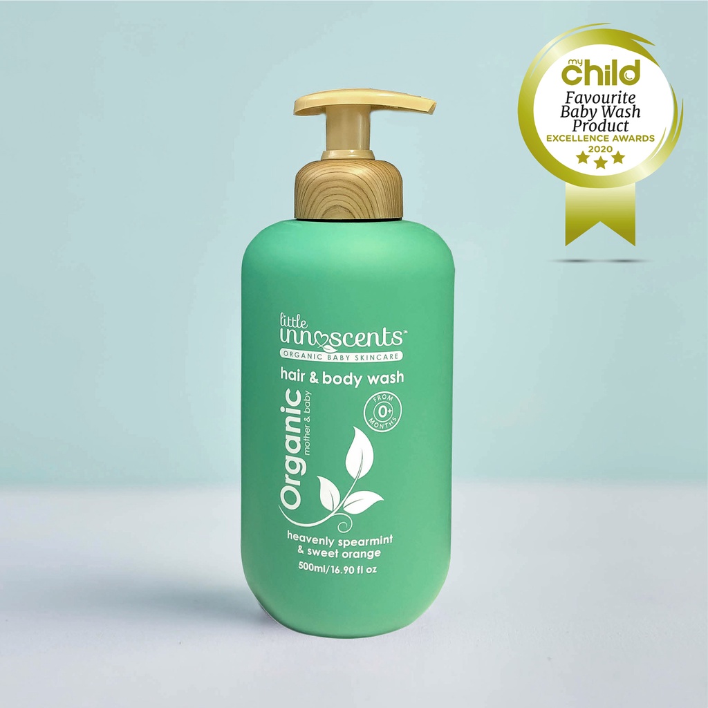 Sữa Tắm gội Toàn thân Hữu cơ hương Cam & Bạc hà LITTLE INNOSCENTS 500ml - LITTLE INNOSCENTS Organic Hair & Body wash Spe