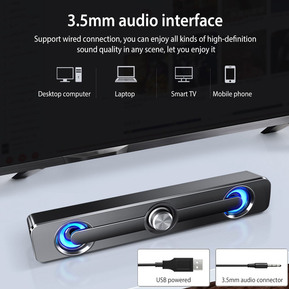 Computer Bluetooth Speaker Desktop Soundbar Speakers Double Horn 4 Units Stereo Subwoofer Home Theater for PC TV 3W