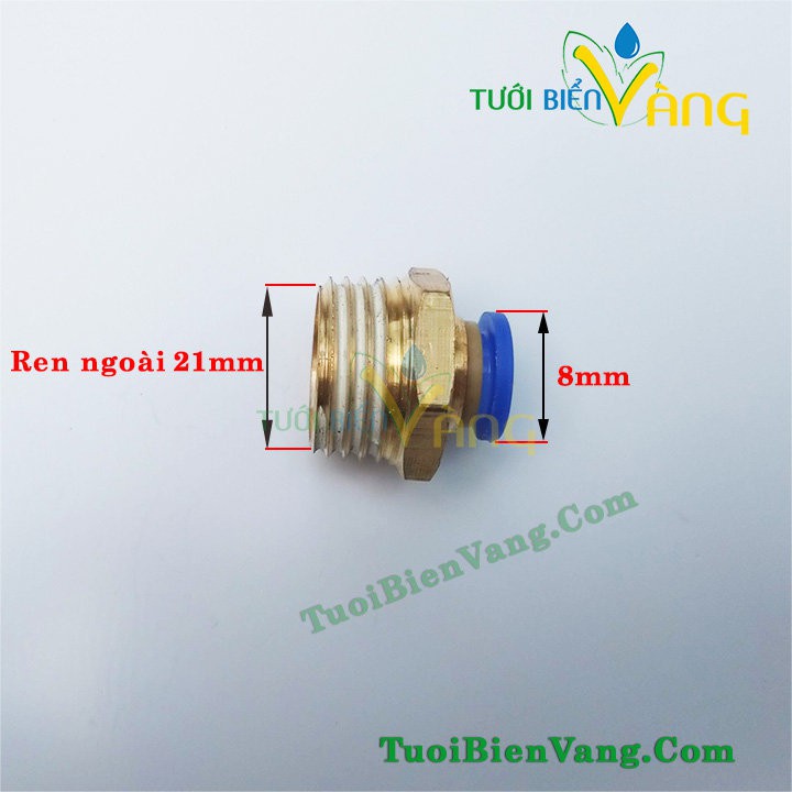 Đầu nối ren ngoài ra ống hơi 8mm