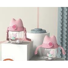 Bình tập uống chống sặc CUTE CAT 300ml kèm quai thay thế