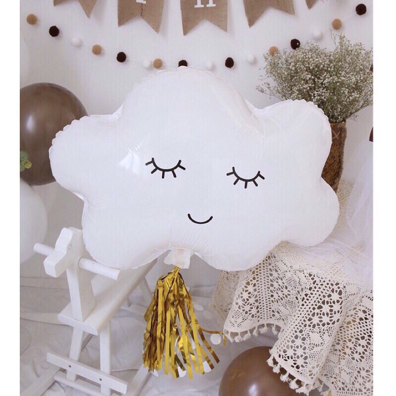 [ Kèm gấu 3D] Set bóng trang trí sinh nhật tone màu Hàn Quốc độc lạ - SN86