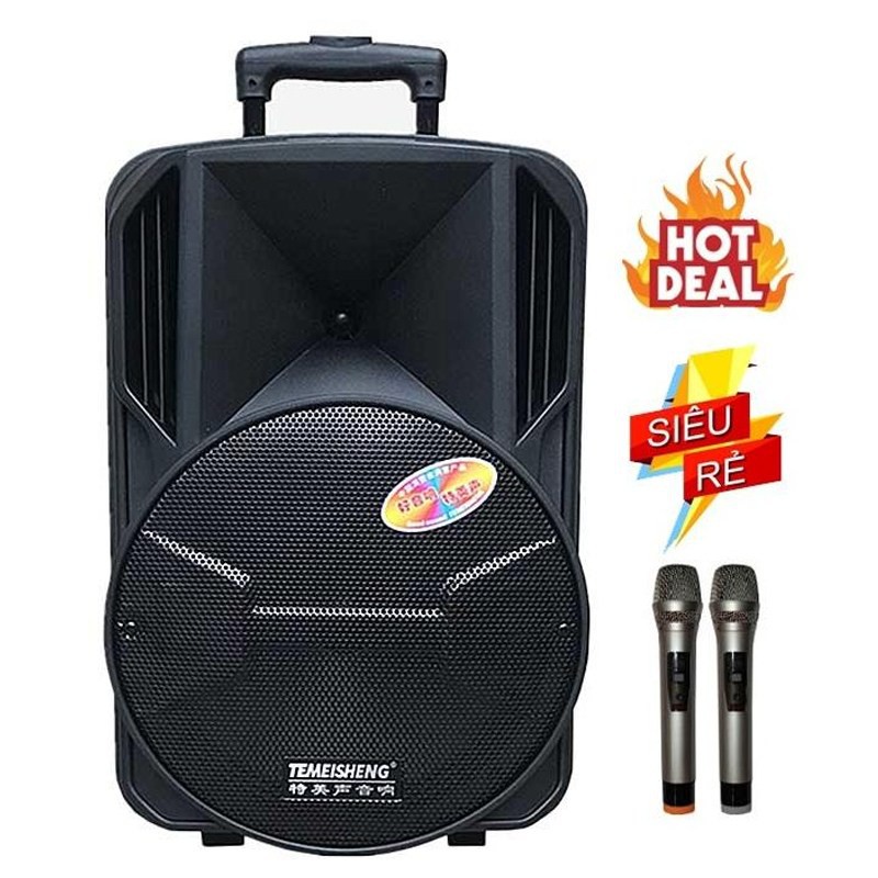 Loa karaoke di động hát hay, chính hãng Temeisheng A12-65, 500W bass 3 tấc, tặng kèm 2 micro không dây, giá rẻ