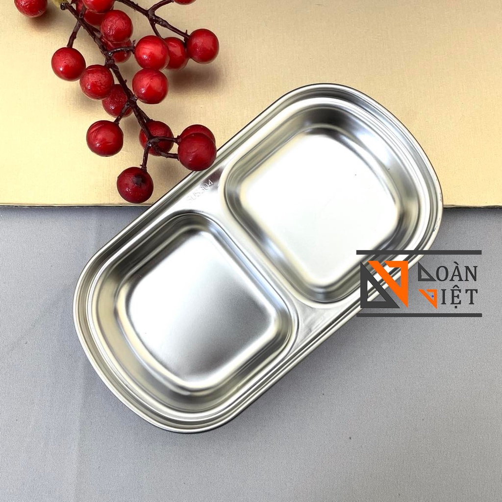 [INOX SUS 304] CHÉN - DĨA - KHAY đựng NƯỚC CHẤM, GIA VỊ- Thiết kế 2 ngăn, 3 ngăn tiện ích và sang trọng
