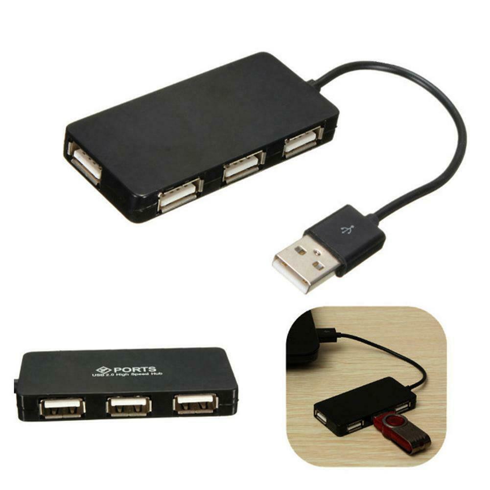 1 Bộ Chia 4 Cổng Usb 2.0 Tốc Độ Cao Màu Đen Cho Laptop Máy Tính Bàn Pc H4G4