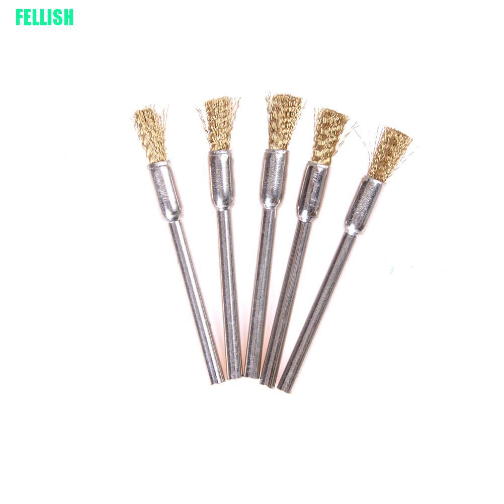 Bộ 5 bàn chải bằng dây đồng đánh bóng loại bỏ rỉ sét cỡ 3mmx5mm tiện dụng