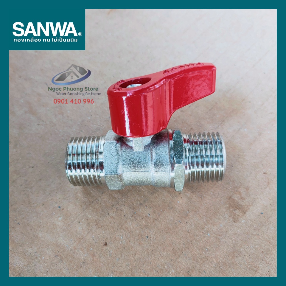 Van khóa nước, van bi Sanwa Thái Lan 2 đầu ren ngoài 1/2"  BV15MM