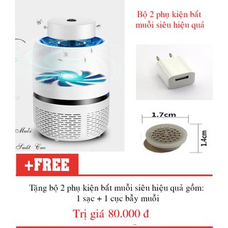 Máy bắt muỗi tặng kèm 2 phụ kiện sạc điện và cục hút muỗi