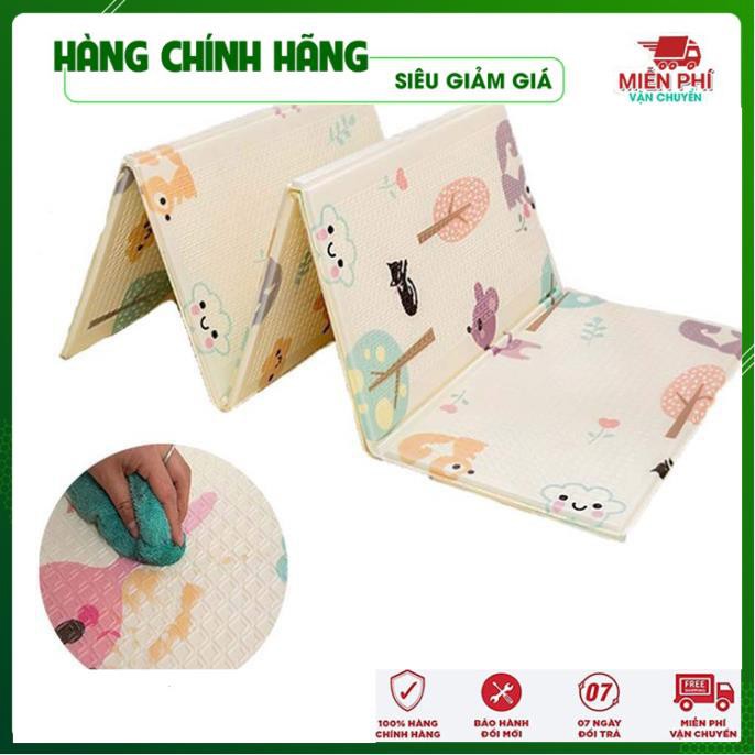 Thảm chơi cho bé, Thảm xốp cho bé XPE gấp gọn chiếu xốp trải sàn 2 mặt chống trơn trượt hàn quốc phủ silicon KT: 1m8x2m