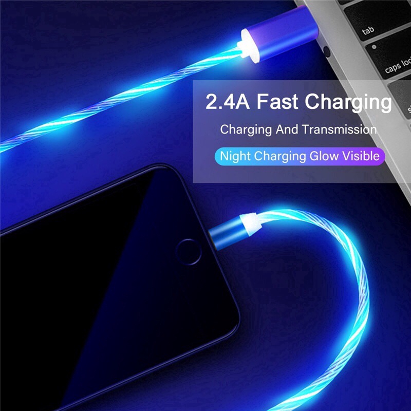 Dây cáp sạc nhanh cho iPhone / Android có đèn LED nhiều màu
