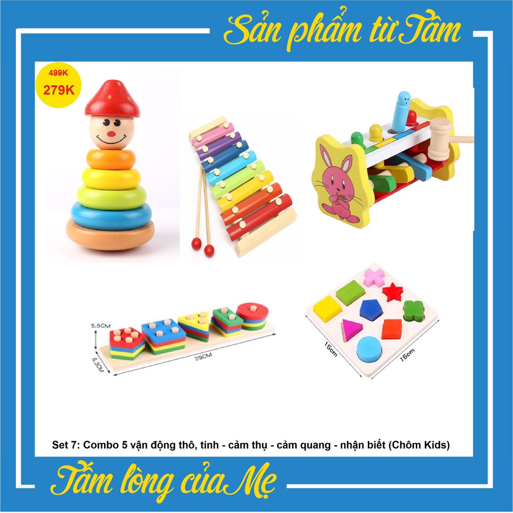 COMBO SET 5 MÓN ĐỒ CHƠI (2-5 TUỔI) VẬN ĐỘNG - NHẬN BIẾT