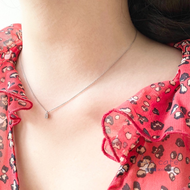 Dây chuyền mặt đá , sợi mảnh, nữ, thanh lịch, nữ tính, Hàn Quốc