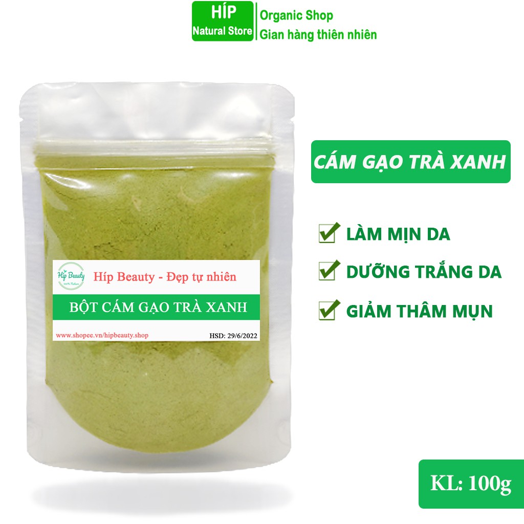 Bột cám gạo trà xanh handmade, cám gạo trà xanh dưỡng da 100g