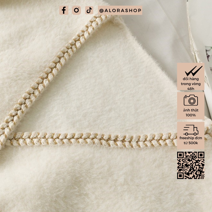 Áo cardigan len lông viền đan dài tay thời trang nữ Alora thu đông 013947 | BigBuy360 - bigbuy360.vn