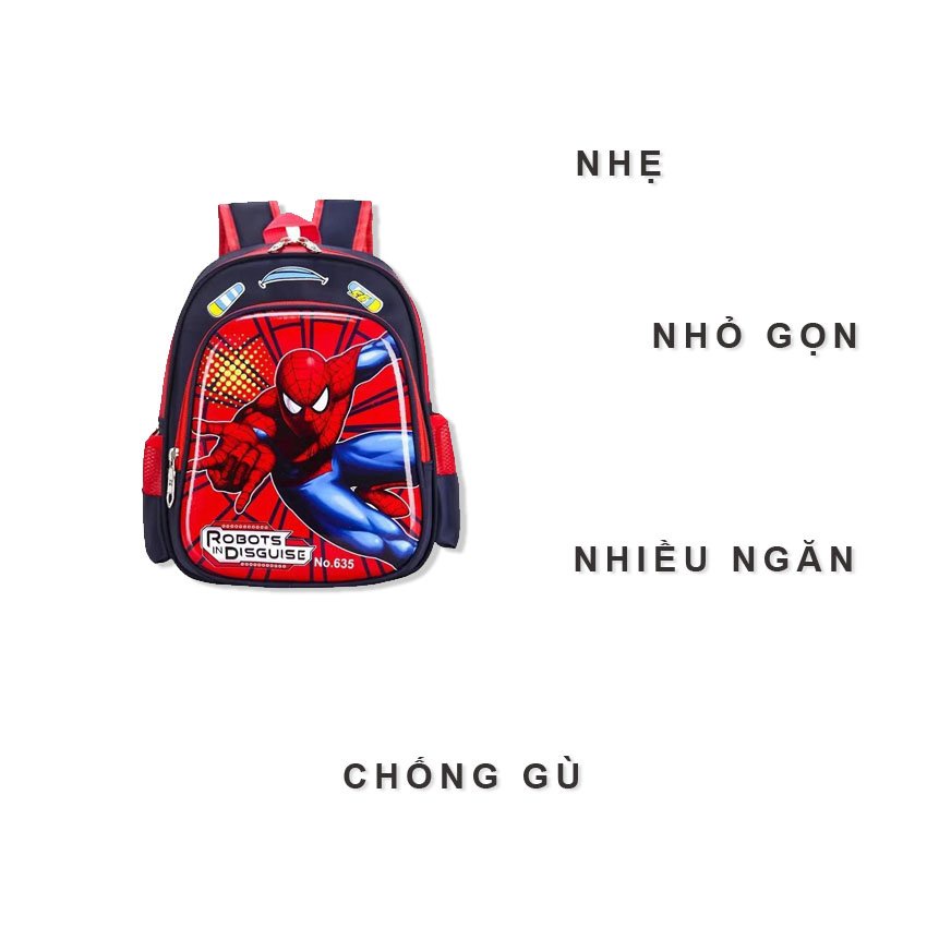 Cặp siêu nhân nhện balo đi học cho bé mầm non mẫu giáo 2 đến 6 tuổi