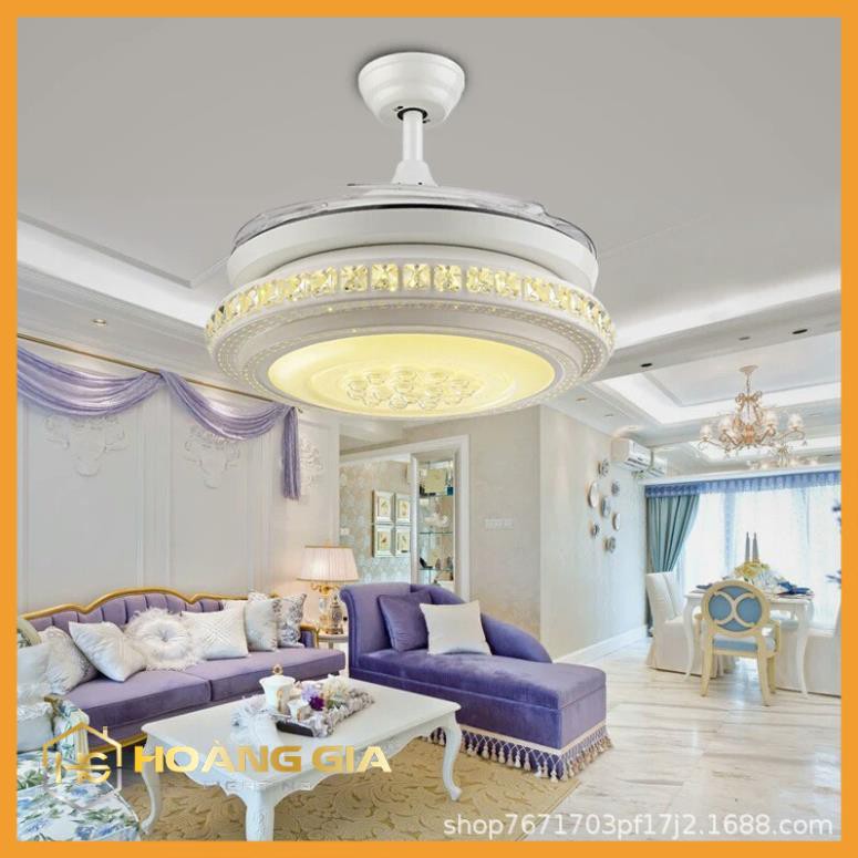 Quạt trần đèn dấu cánh, quạt trần phòng khách B702- cánh cụp cánh xòe có 3 chế độ ánh sáng sang trọng-điều khiển từ xa