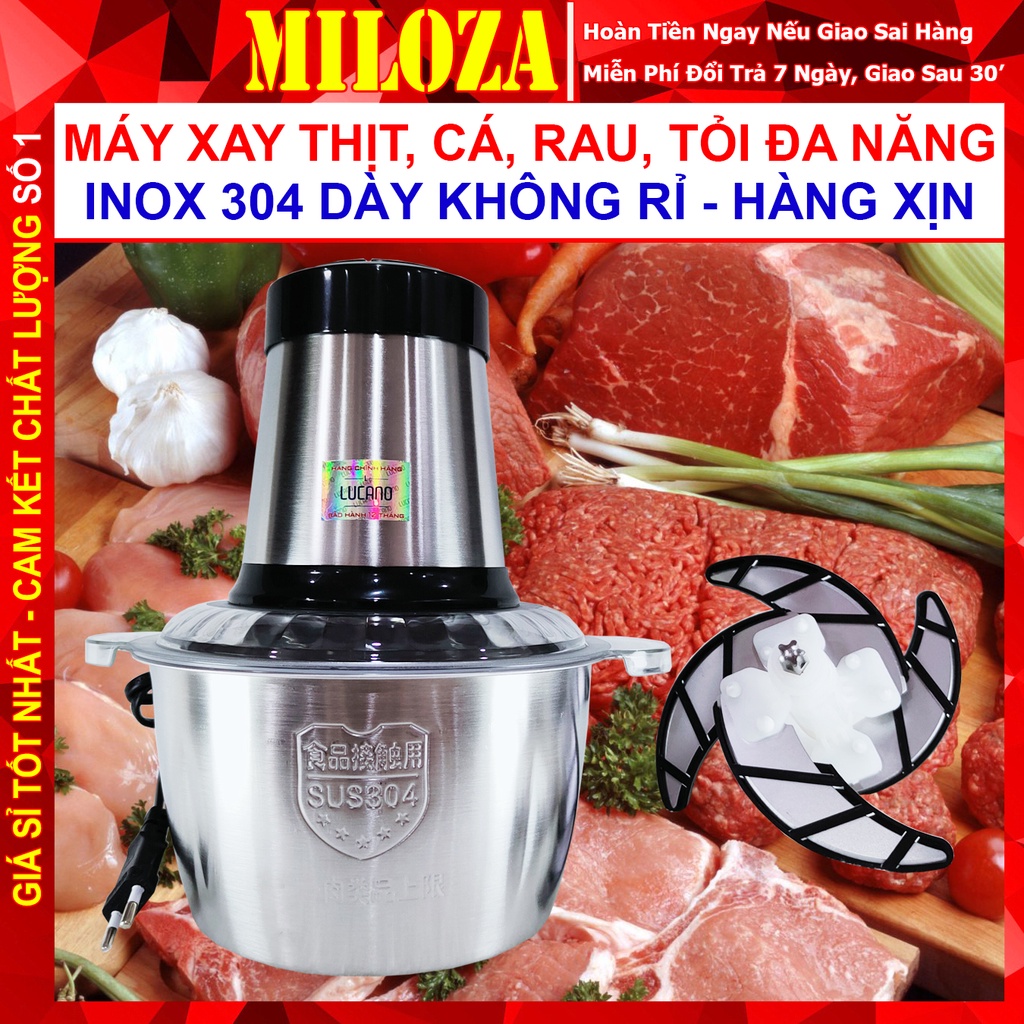 [MILOZA] Máy Xay Thịt Đa Năng - Máy Xay Thịt - Cối Inox 304 Không Rỉ Sét, Xoay Khỏe, Nhuyễn Rau Củ, Tỏi Ớt KUROKI MXT01