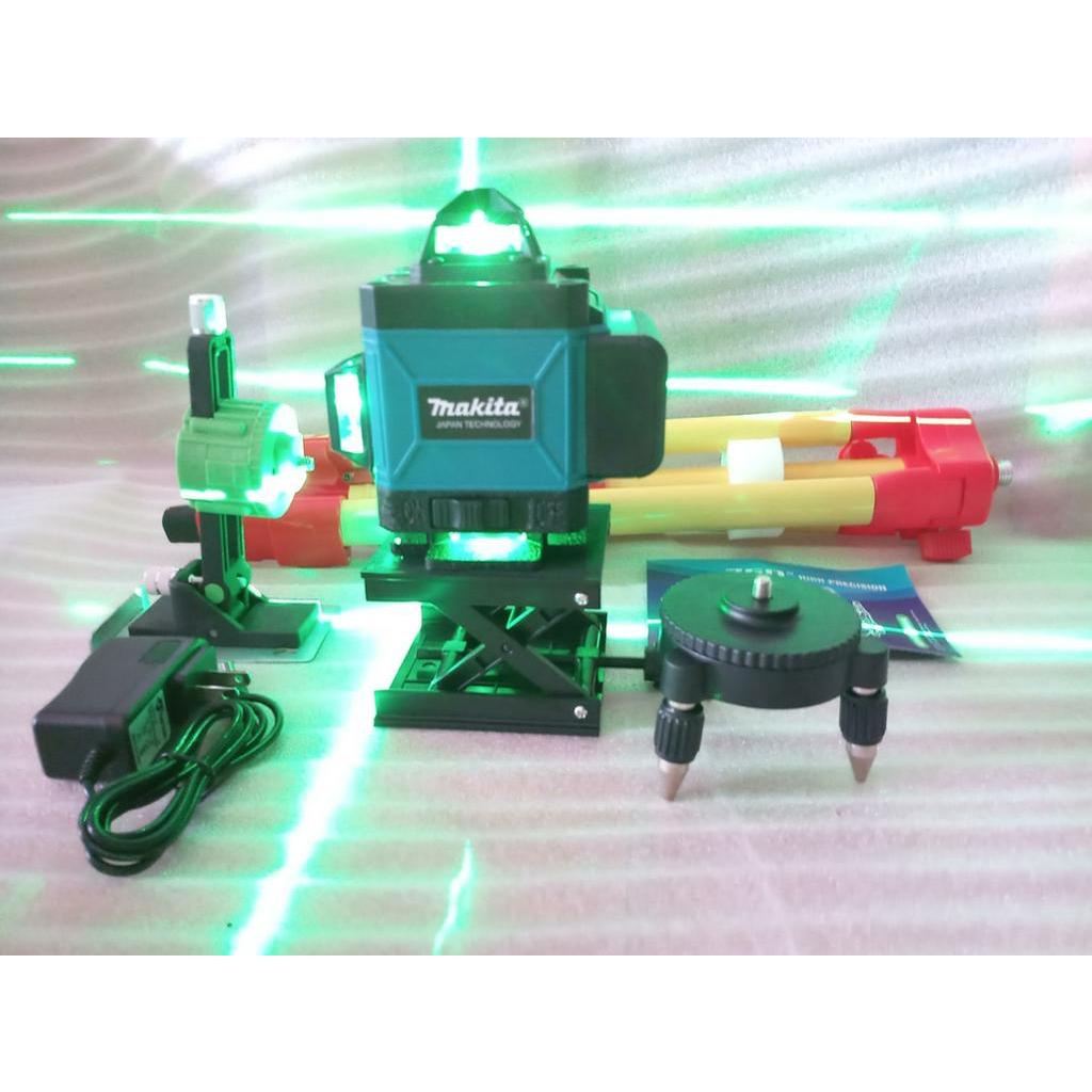 Máy cân mực Laser 16 tia Makita 2 pin - quay 360 độ có điều khiển từ xa -tặng bộ từ hít treo tường